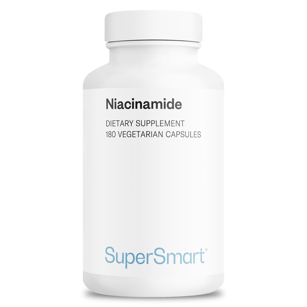 Supersmart - Niacinamide Supplement 2000mg per dag (Nicotinamide) - Flush Free Vitamin B3 Niacin | Non-GMO & Gluten Free - 180 Vegetariska kapslar