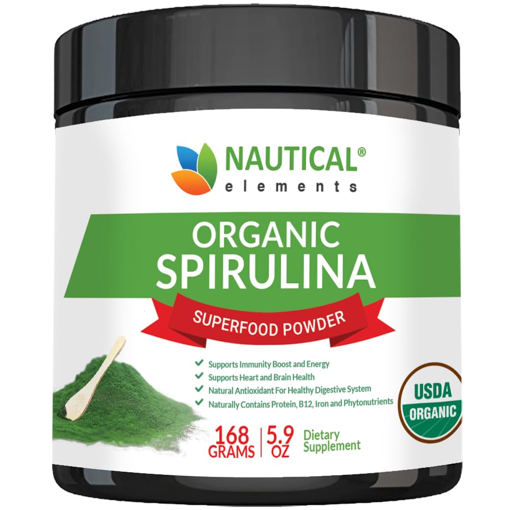 Premium USDA Organic Spirulina Powder - Organic Spirulina of Blue Green Algae alkaen California & Havaiji 100% Kasvissyöjä & Vegaaninen, ei-GMO, ei-Ir säteilytetty Smoothies paras vihreä Superfood!