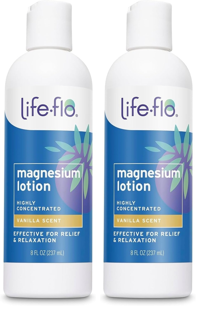 Life-flo Magnesium Lotion, Vanilla Tuoksu - helpotus ja rentoutuminen magnesiumkloridi Zechstein Seabed - dermatologist Tested, hypoallergenic, 60 päivän takuu, ei testattu eläimillä, 8oz