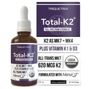 Yhteensä K2® ... K2-vitamiini MK7 & MK4 ... Plus K1 & D3-vitamiini Cofactor - 620 mcg K2 per Serving - All-Trans MK7 alkaen MenaQ7® - Full- Spectrum-vitamiini K - Vegan, Organic Certified (Liquid 1 oz)