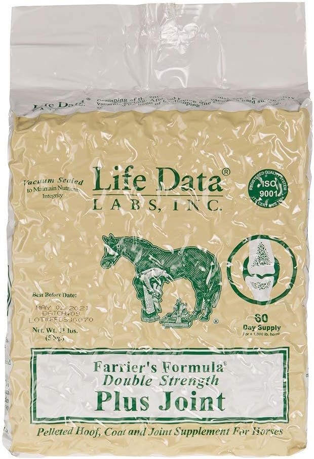 LIFE DATA LABS Farriers Formula Double Strength Plus Joint, 11 lbs; Pelleted Hoof, Coat och Joint Supplement för hästar
