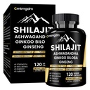 Shilajit Capsules - 20.000mg Pure Himalayan Organic Shilajit för Män & Kvinnor med Ashwagandha, Stöder Vitalitet och Wellness, Premium Shilajit Pure Himalayan Supplement, 120 kapslar