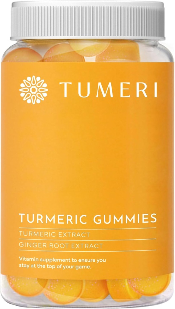 TUMERI Turmeric and Ginger Gummies - Turmeric Curcumin Joint Support Supplement - 60 Count Natural Tropical Fruit smaksatta Vegan Gummies