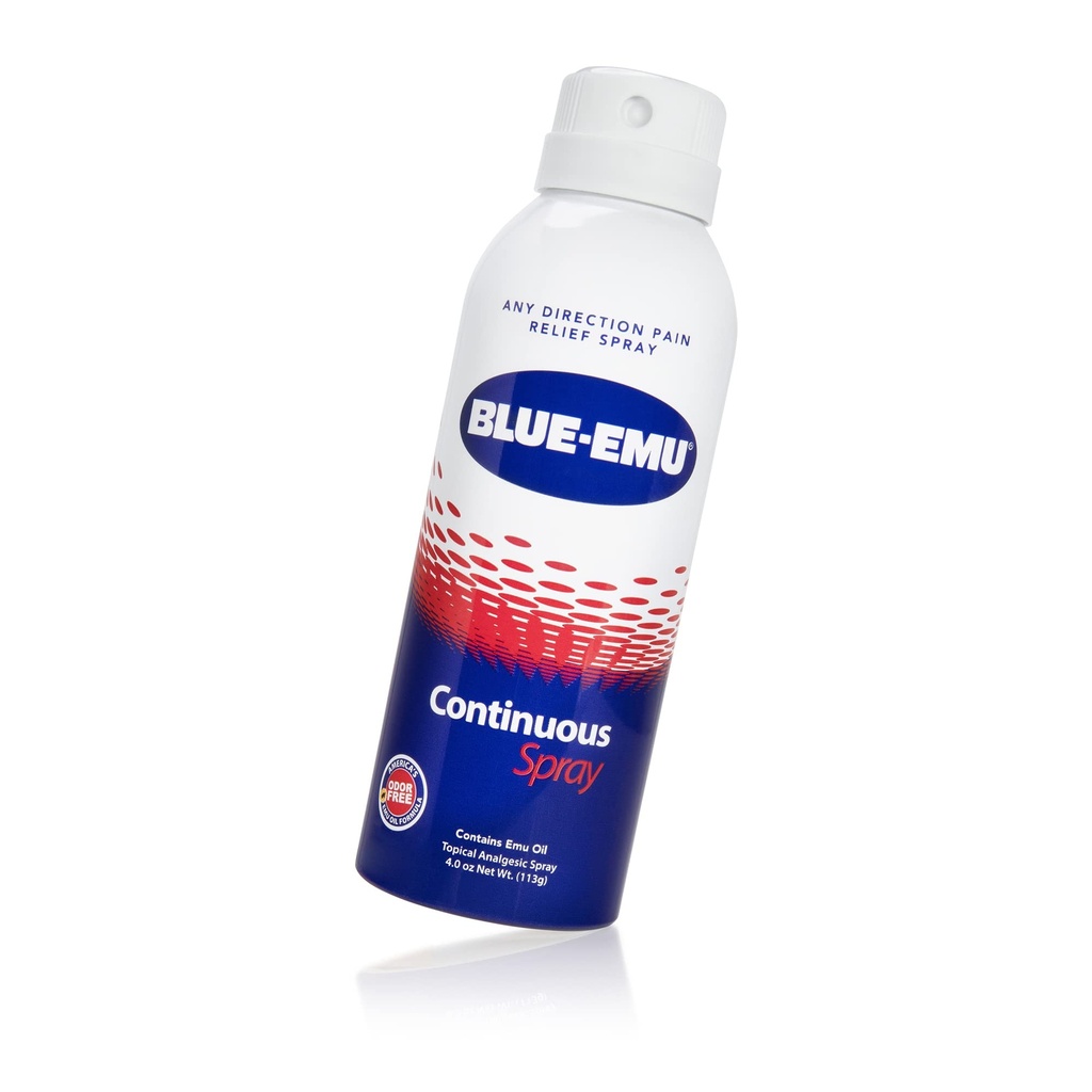 Blue-Emu Jatkuva Kivunlievitys Spray nopeasti toimiva nivelen ja lihasten Relief, 4 Oz, 1 pakkaus