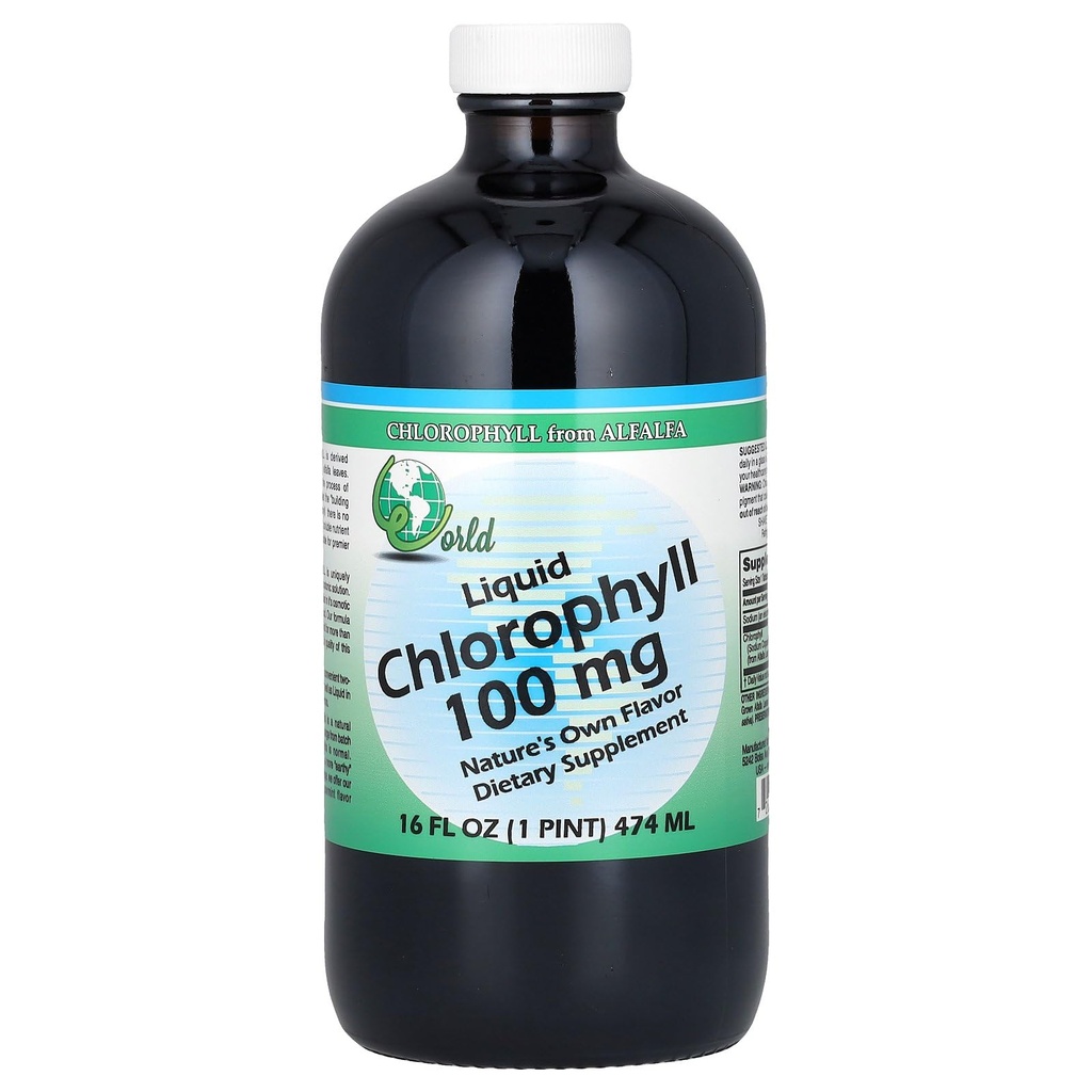 Maailman Organics klorofylli Supplement Liquids, 100 mg, 16 Ounce, 16 Fl Oz (pakkaus 1)