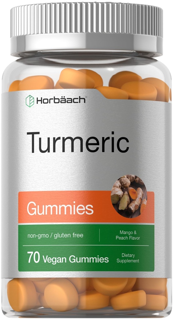 Horbäach Turmeric Gummies ... 70 Count ... Mango & Peach Flavor...