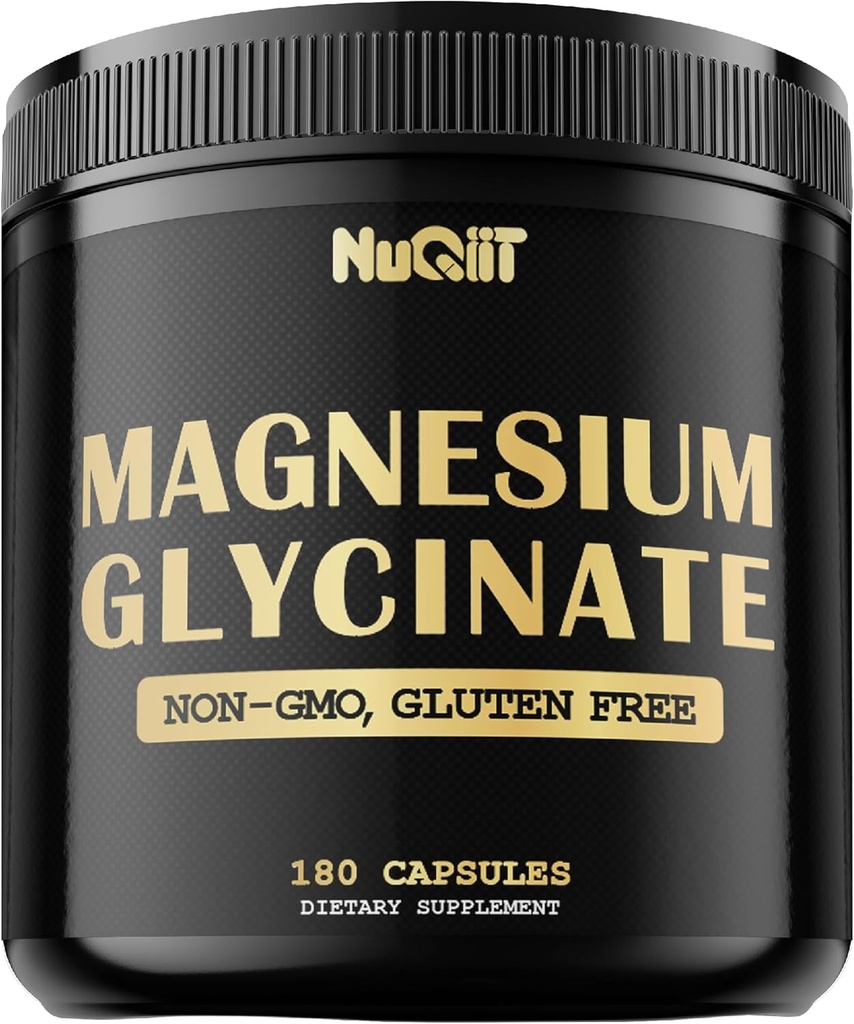 Magnesium Glycinate med 18% Elemental Magnesiumföreningstillägg - 180 kapslar - Kraftfulla fördelar för stöd benhälsa, muskeltillväxt, bekvämt humör och hjärthälsa