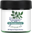 Vitanica V-Probiootit - Probiootit naisille - Vaginal Suppositories Lactobacillus Rhamnosus, Gasseri & enemmän - Naisten terveys täydentää - Pro Logo - 30 emätin Suppositories