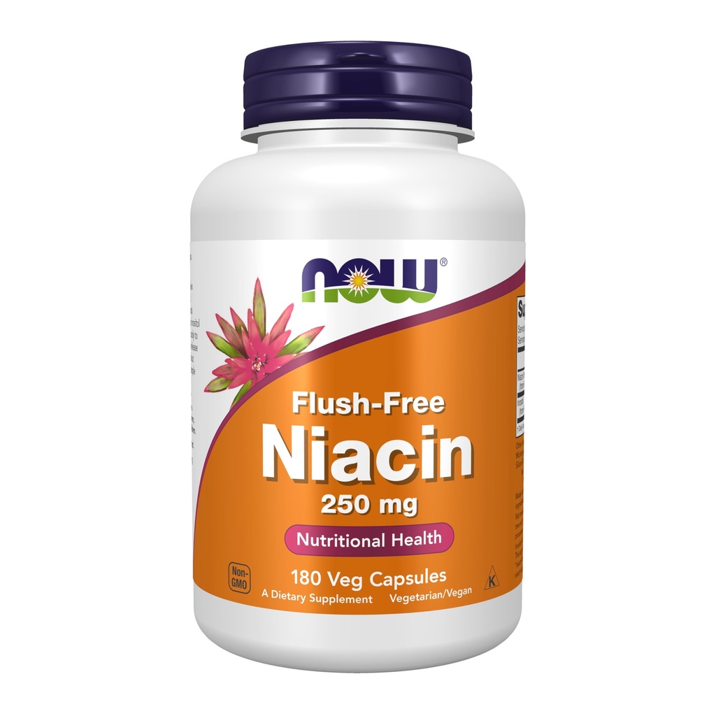 Now Foods Supplements, Niacin (Vitamin B-3) 250 mg, Flush-free, ravitsemus, 180 Veg kapselia