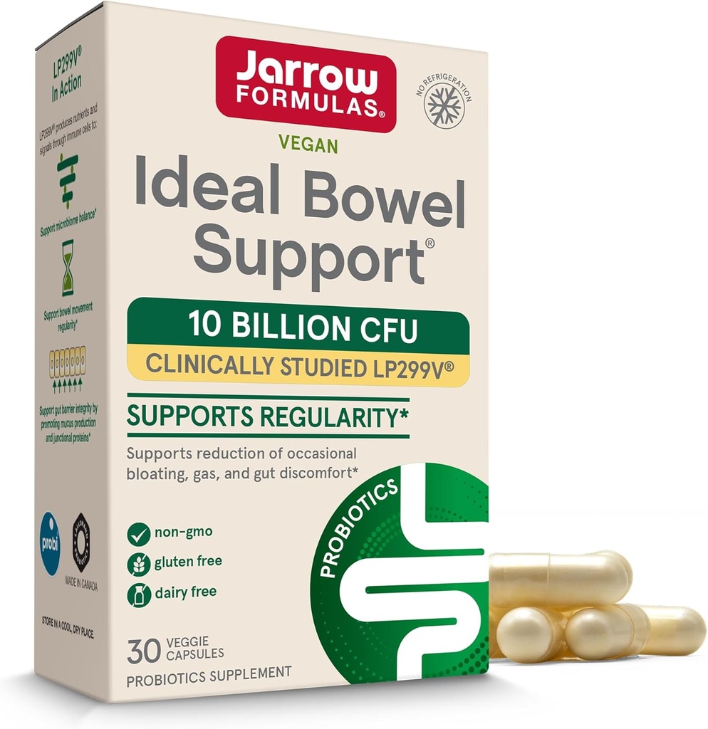Jarow Formula Ideal Bowel Support - 10 miljardia Järjestelmiä per Serving - 30 Kasvis Caps - Bowel Support - Vähentää turvotusta , Kaasun ja suoliston epämukavuutta - jopa 30 Tarjoilut