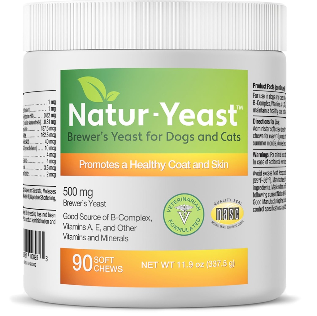 Green Pets Organics Natur-Yeast Brewer's Yeast for Dogs and Cats - Stöder Immune System & Digestion, främjar hälsosam hud och en glansig Coat, 90 Soft Chews