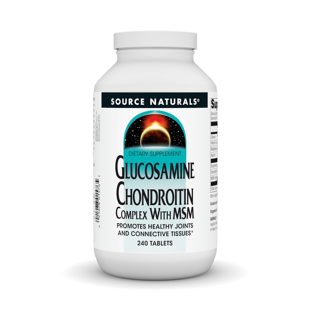 Source Naturals Glukosamiini Chondroitin Complex MSM, edistää terveellisiä niveliä ja Connective Tossues* - 240 tablettia