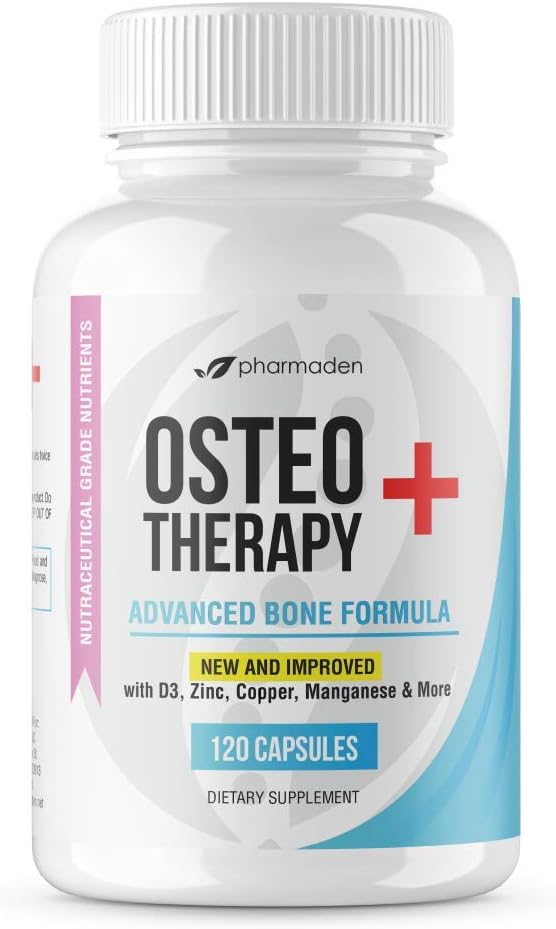 OsteoTherapy+ Advanced Bone Support Supplement - C-vitamiini, MK4/MK7, Korkea Absorbing Kalsium, Mangaani, Magnesium