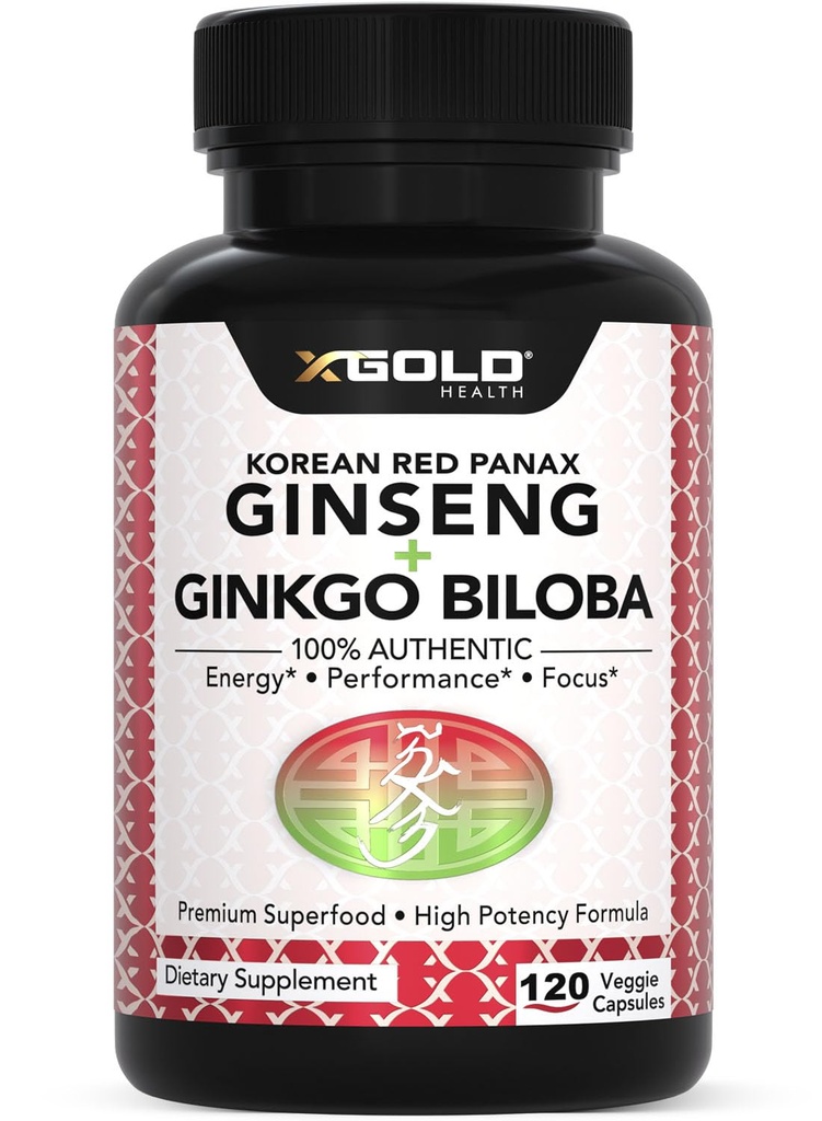 Aito korealainen punainen Panax Ginseng 1200mg + Ginkgo Biloba 160mg ...