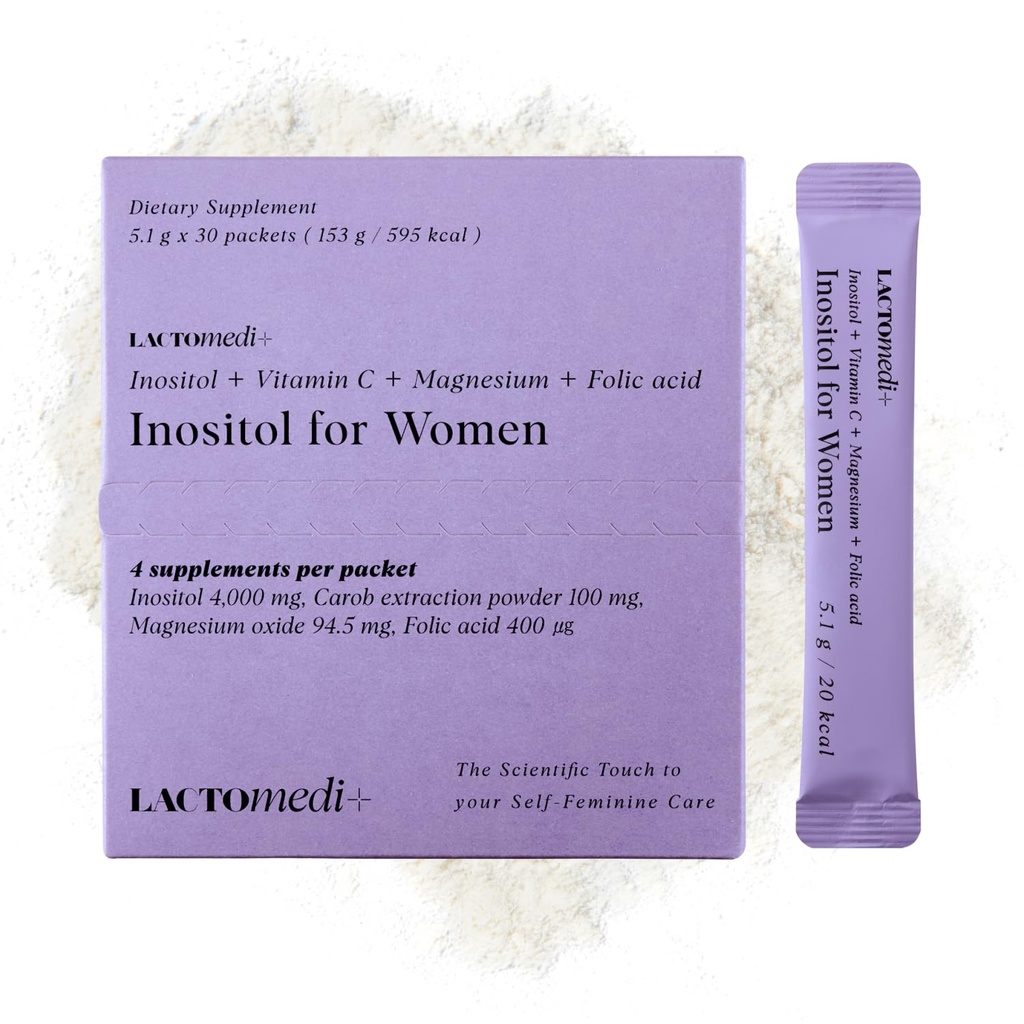 LACTOMEDI Inositol Supplement för kvinnor | Myo-Inositol 4000mg + D-Chiro-Inositol 100mg | Balanserad 40:1 Ratio | Menstruationscykel & Wellness Support | 30 Dag Supply