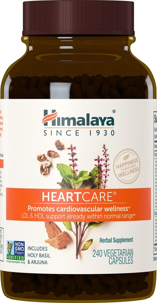 Himalaya HeartCare, Cholesterol & Blood Pressure Supplements for Cardiovascular Wellness and Heart Health, 720mg, 240 kapslar, 2 månaders leverans