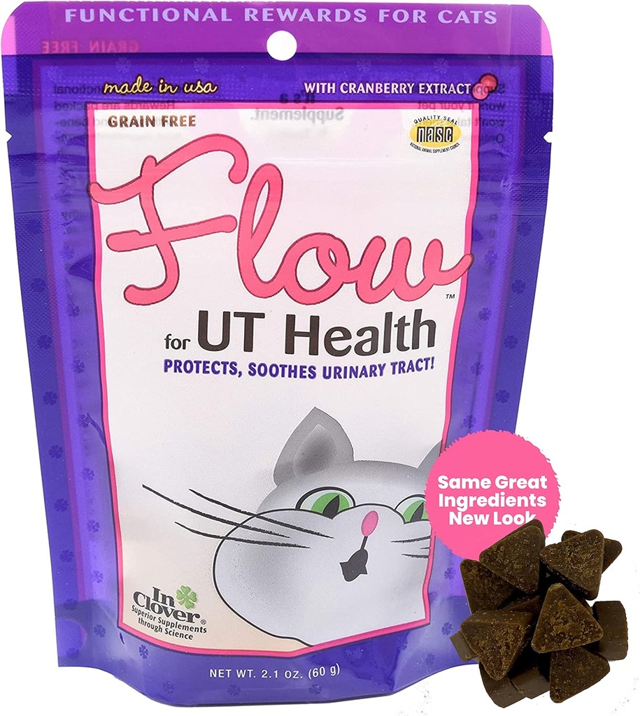 I Clover Flow Soft Chews för katter. Dagligt stöd för UT Health. Vetenskapligt formulerad med naturliga ingredienser för att hålla urinvägarna flöde naturligt