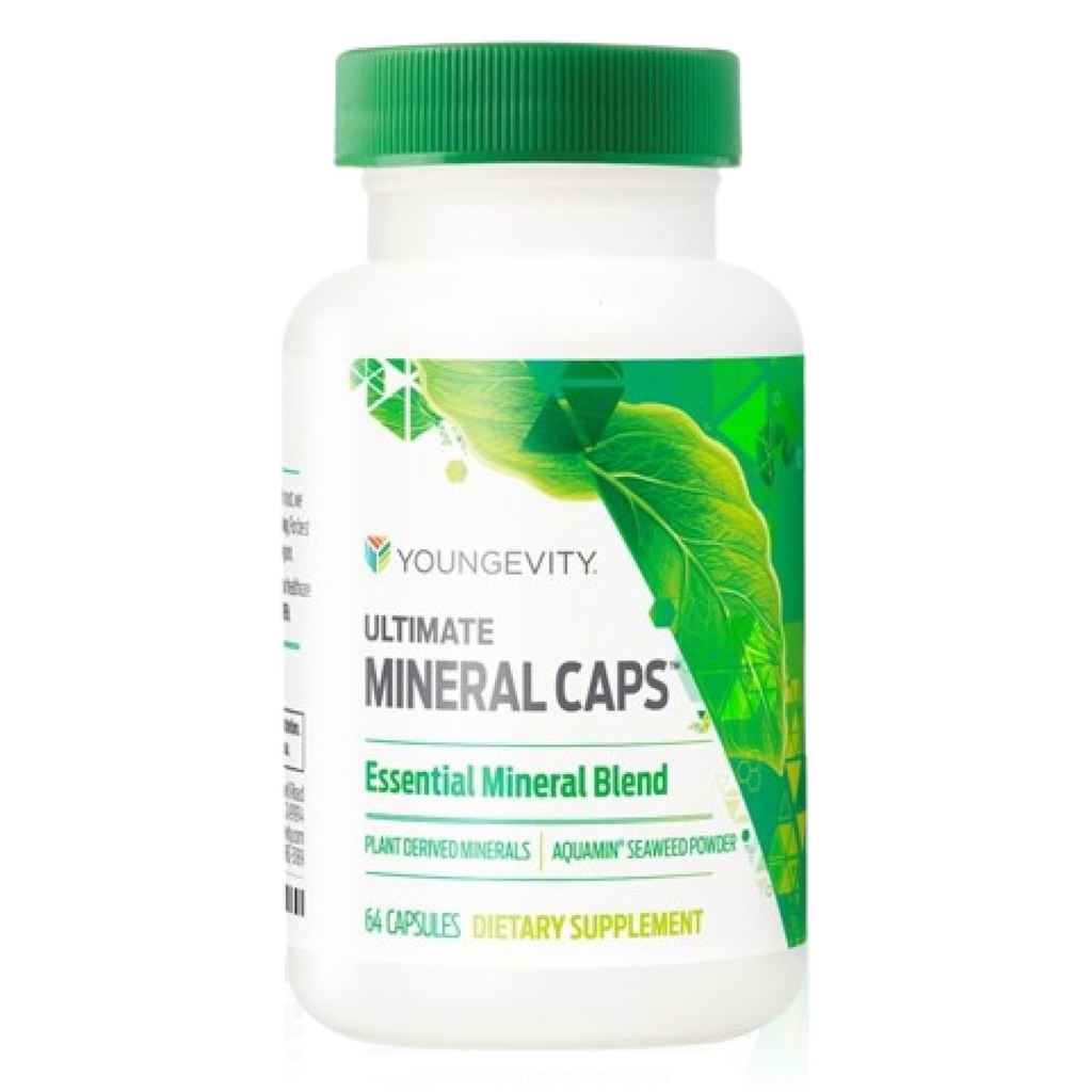 Youngevity Ultimate Mineral CapsTM - 70+ Essential Full Spectrum Trace Minerals - Nutrient-Dense, Hulic & Aquamin Seaweed (64 Kapseli)