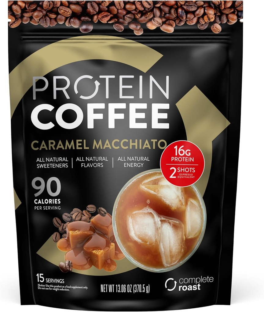 Täydellinen paahtokaramelli Macchiato kahviproteiini