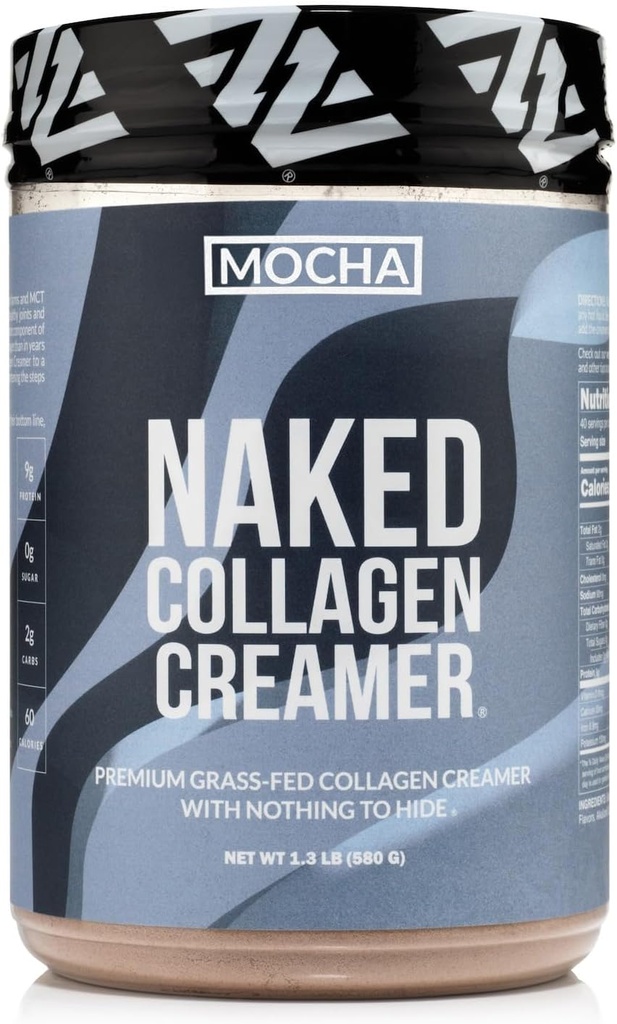 Naked Collagen Mocha Coffee Creamer - Collagen Creamer för kaffe - Dairy-Free, Gluten-Free, GMO-Free - Stöd hår, hud och naglar - 40 portioner