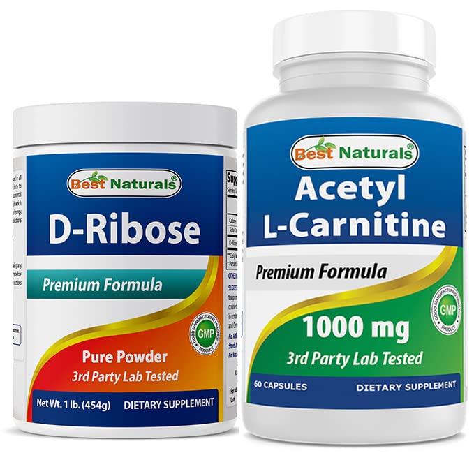 Best Naturals D- ribose Powder 1 punta & asetyyli L-karnitiini 1000mg