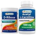 Best Naturals D- ribose Powder 1 punta & asetyyli L-karnitiini 1000mg