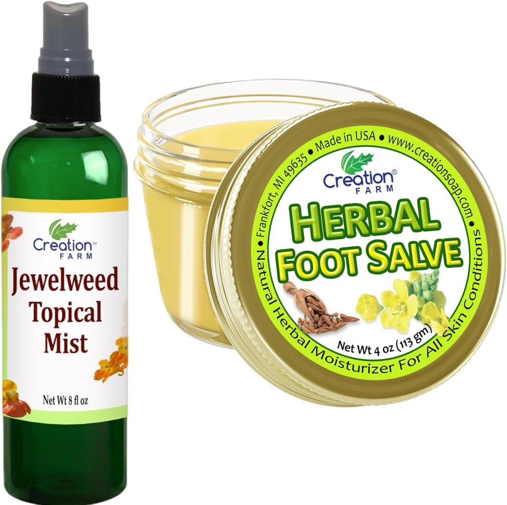 Jewelweed Topial Mist 8 Oz ja Herbal Foot Salve 4 Oz - Ratkaisut kutina tehdä helpompaa nauttia Arjen