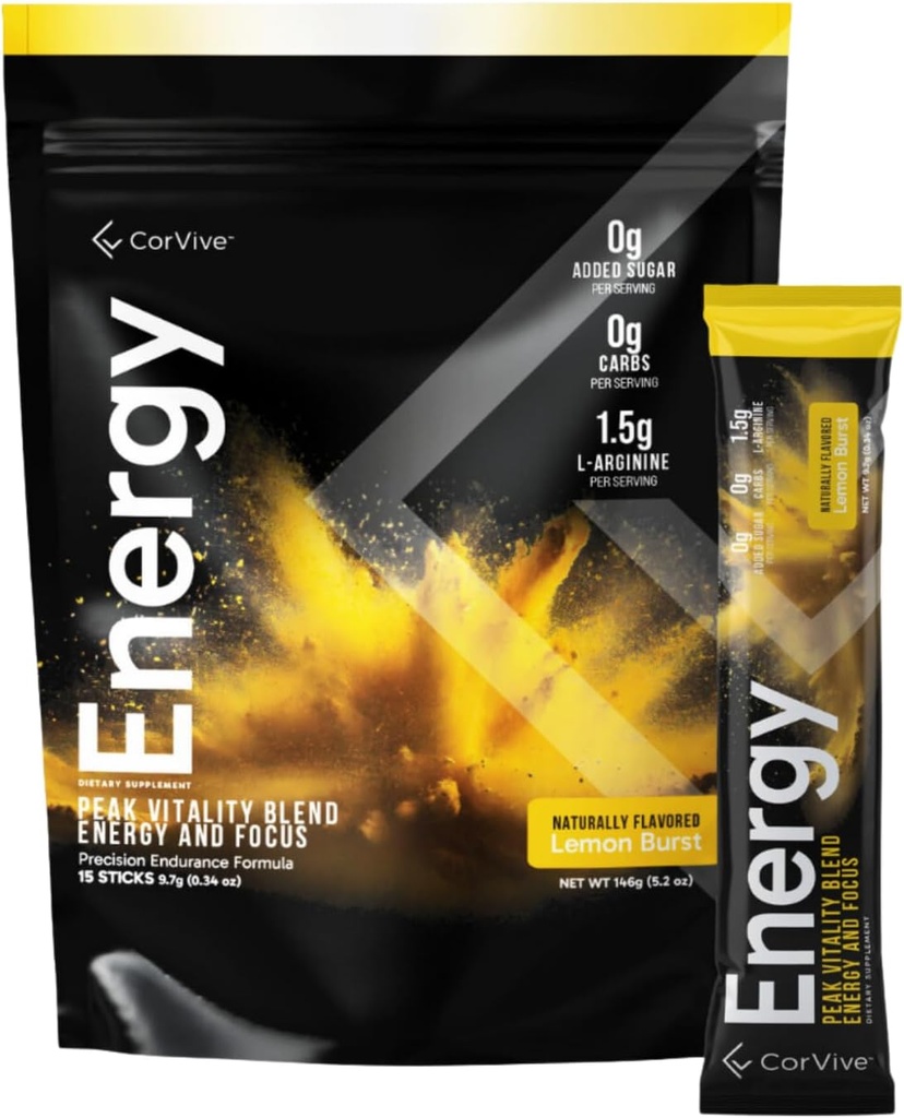 Energia - Natural Energy & Focus Supplement ... Carnosyn®, Ashwagandha, L-arginiini, Theobromiini ... nollasokeri, 5 kaloria, 120mg kofeiini...