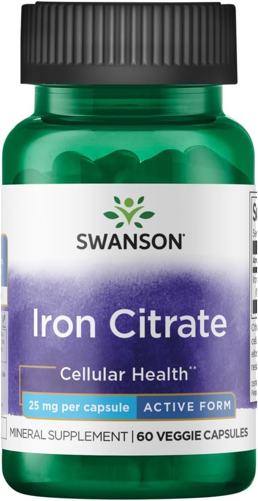 Swanson Iron Citrate 25 Milligram 60 Veg kapslar