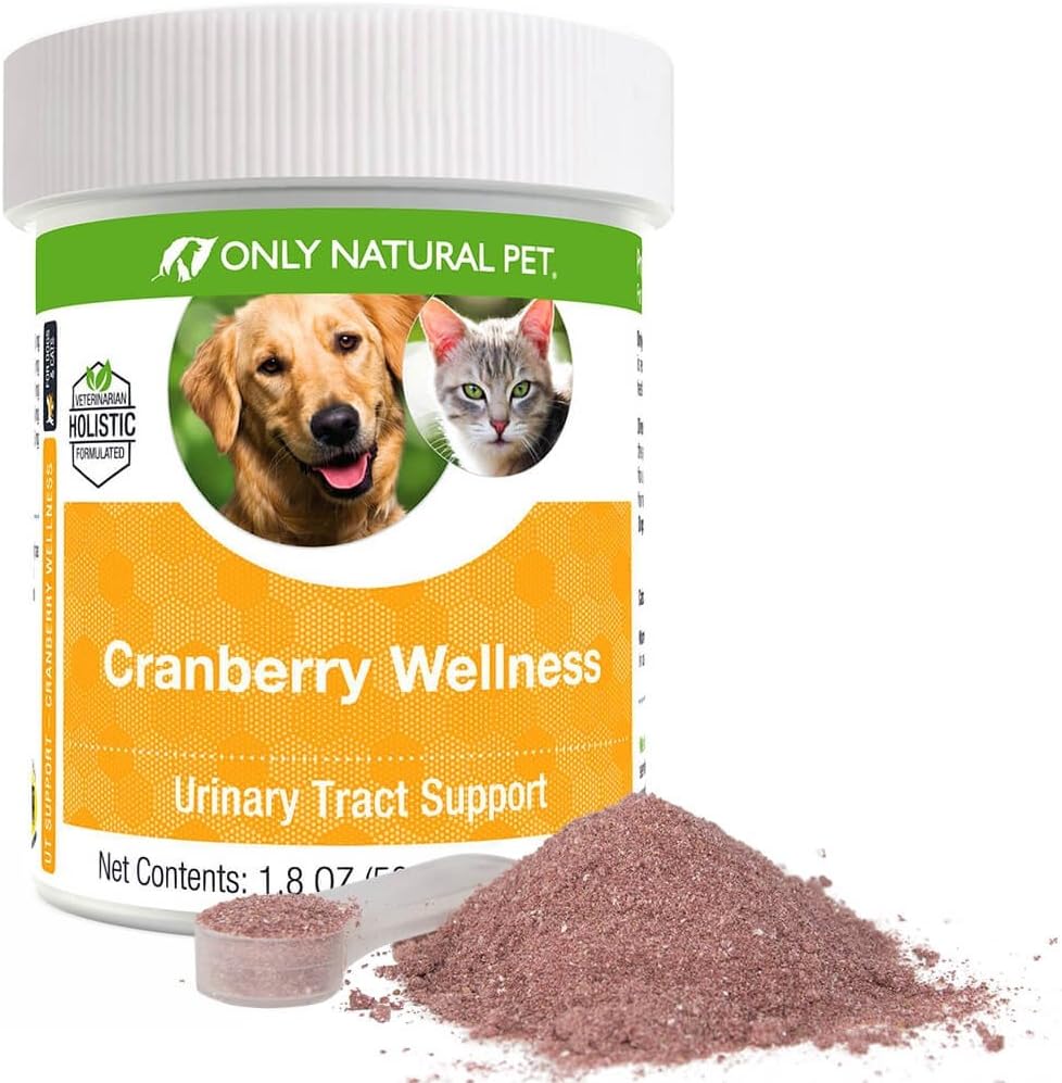 Endast naturliga Pet Cranberry Wellness Antioxidantpulver för hundar och katter - näringsbärspulver tillskott för urinvägs hälsa med vitamin C - 110 portioner