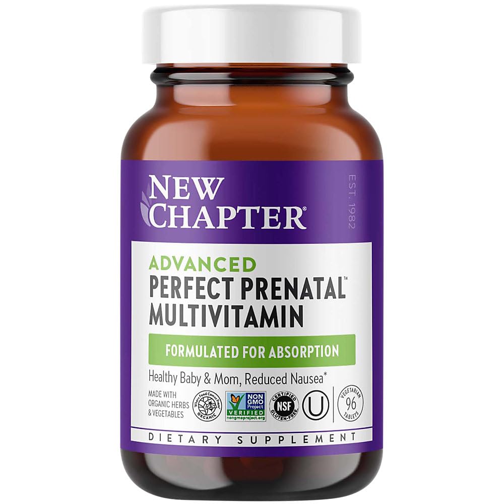 Uusi luku Täydellinen prenataali vitamiineja - 96ct, Organic prenatal vitamiineja, ei-GMO Ingredients for Terve vauva & äiti - Folaatti (Metyylifolaatti), rauta, D3-vitamiini fermentoitu koko elintarvikkeiden ja probiootit