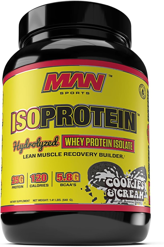 MAN Sports New Flavor ISO-Protein Hydrolysed 100% Pure Whey Protein Isolate Powder, Evästeet ja Cream, 1,42 punta (20 päivän tarjonta)