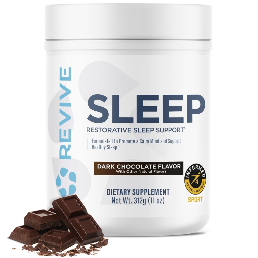 Revive MD Sleep Support Support for Aikuinen, Tumma suklaa - Sleep Supplements with Magnesium (Glycinate), Inositoli, Glysiini & L-Theanine - Edistää rentoutumista ja uni terveyttä (30 tarjoilua)