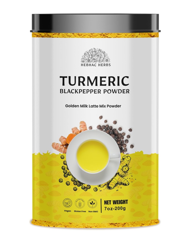 Turmeeric Curcumin Powder with Black Pepper - Turmeric Latte Mix with Turmeric Curcumin, Black Pepper - Golden Milk Instant Drink Mix Powder