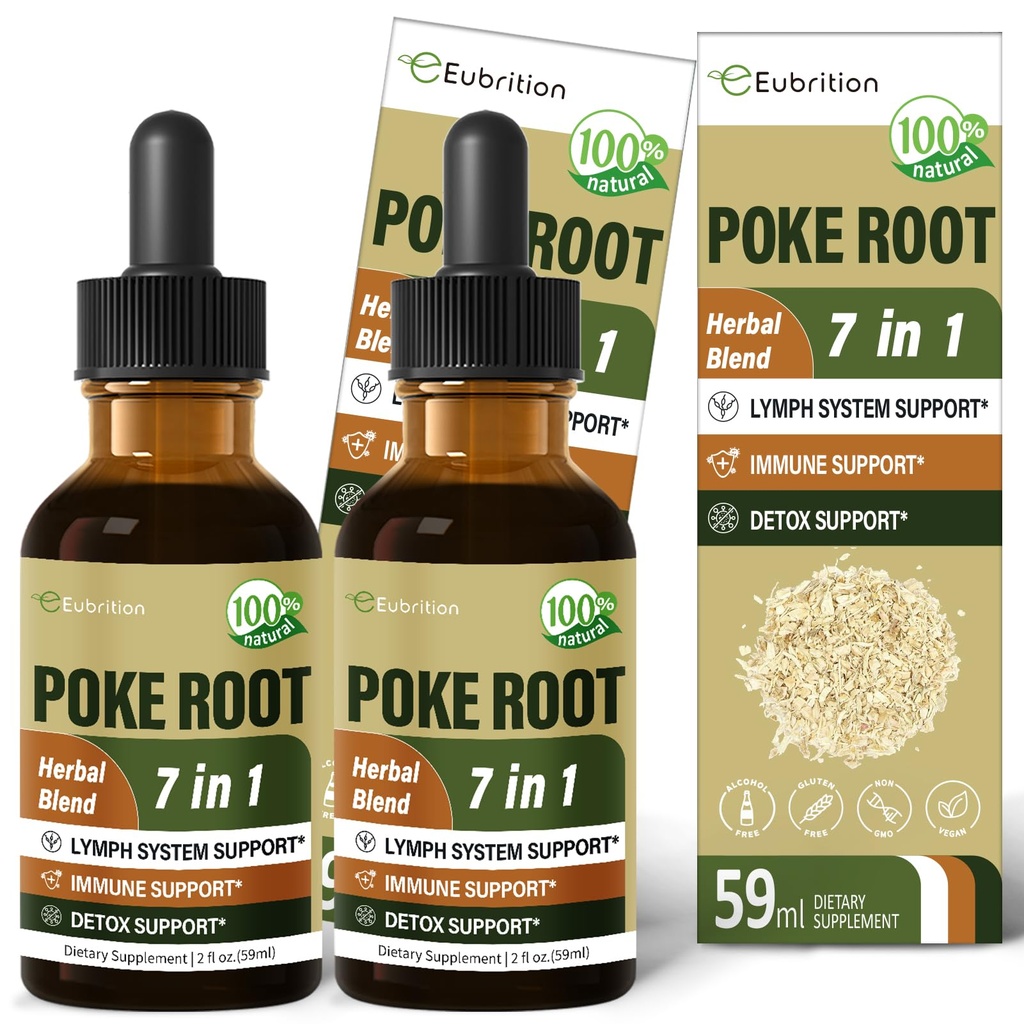 Lymph System Tuki Poke Root Drops, Lymfatic Drainage Supplement for Lymfedeema - (Lymfaödeema), 7 in 1 Formula with Goldenseal Extract for Immuunituki, Voikukka Detox & Cleanse. 4oz