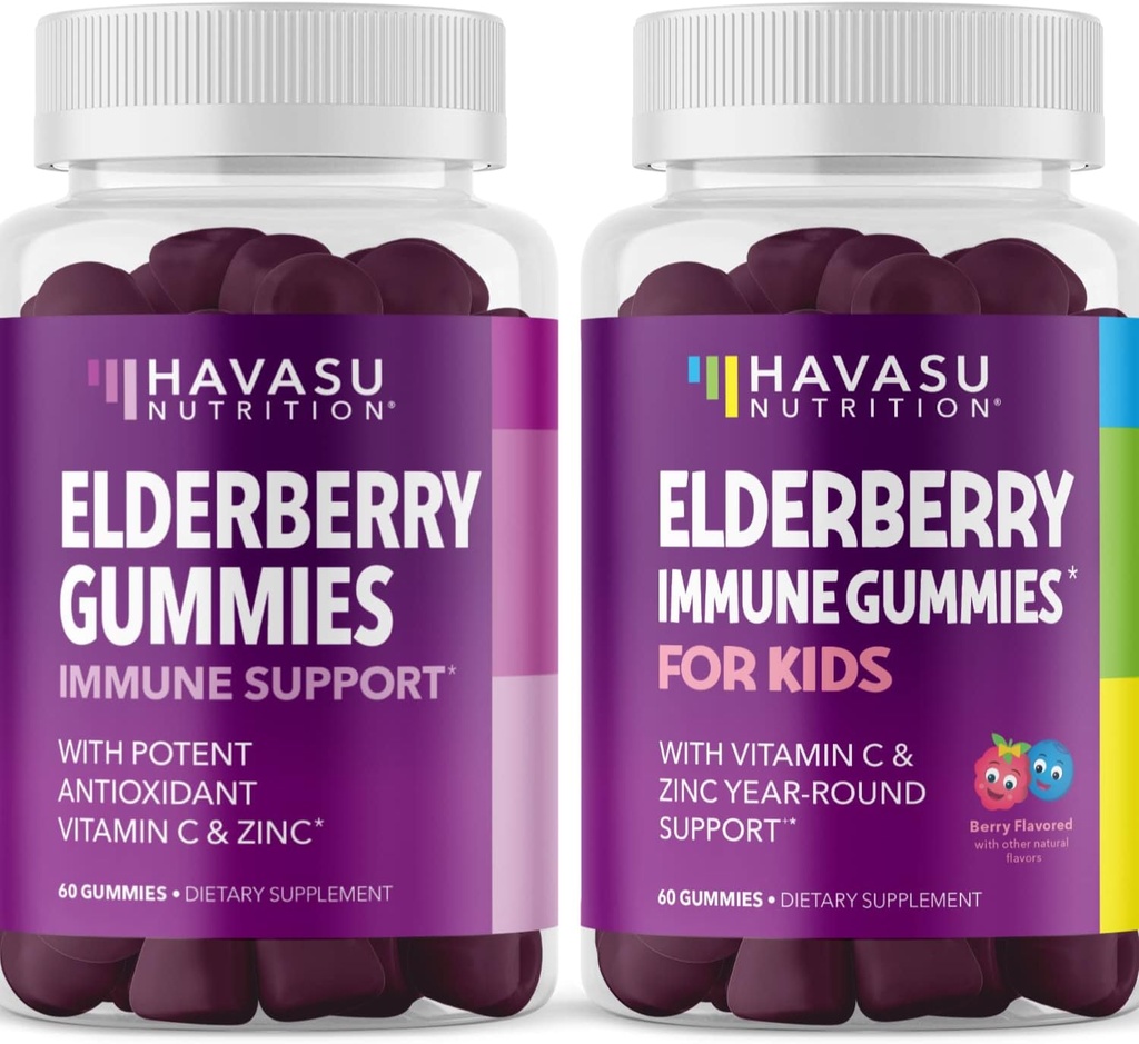 Familje Elderberry Gummies med zink och vitamin C Herbal kosttillskott ingrediens för potent antioxidant stöd immunförsvar (vuxen och barn)