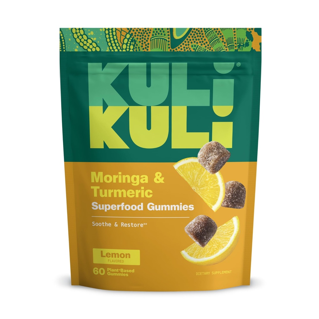 Kuli Kuli Super Energy Gummies - Energitillskott med Moringa, koffeinfri naturlig energibooster - 60 icke-GMO, Glutenfri Moringa Gummies