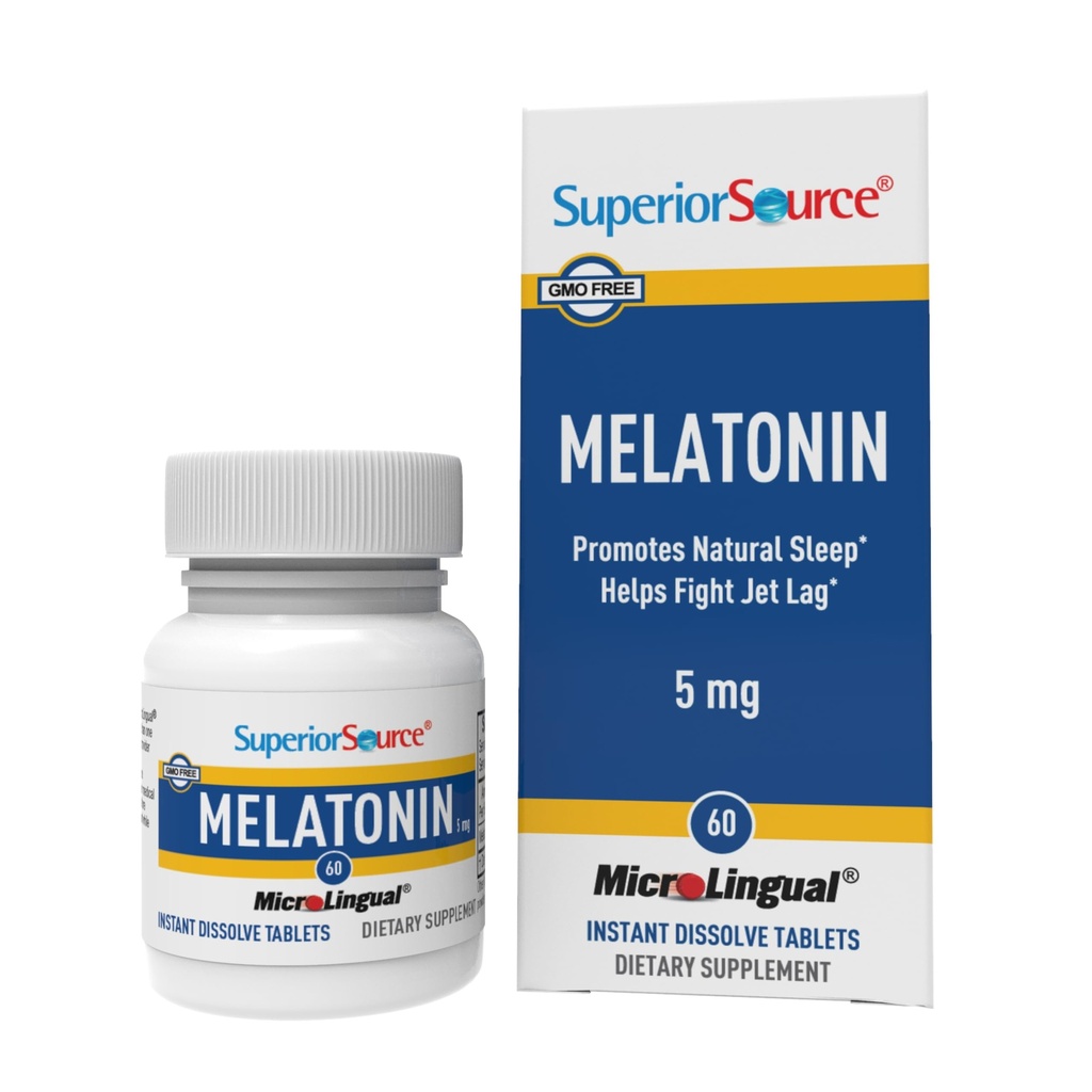 Superior Source Melatoniini 5 mg - Terve Sleep Support täydentää aikuisille - Melatoniini Formula kamomilla Aids Rentoutuminen & Levollinen uni - 60 Rentouttavaa tablettia
