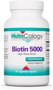 Nutricology Biotin 5000 täydennysosa - 5000 mcg Biotiini, Hiusten, ihon ja kynsien vitamiinit, suuri annos, kasvissyöjäkapselit, hypoallergenic, Gluteeniton - 60