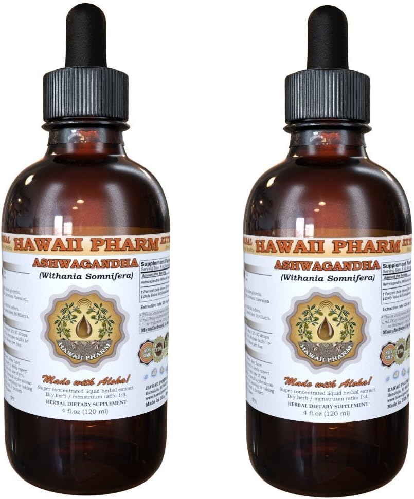 Ashwagandha Liquid Extract, Organic Ashwagandha (Withania Somnifera) Kuivatut juurivärit täydennys 2x4 oz