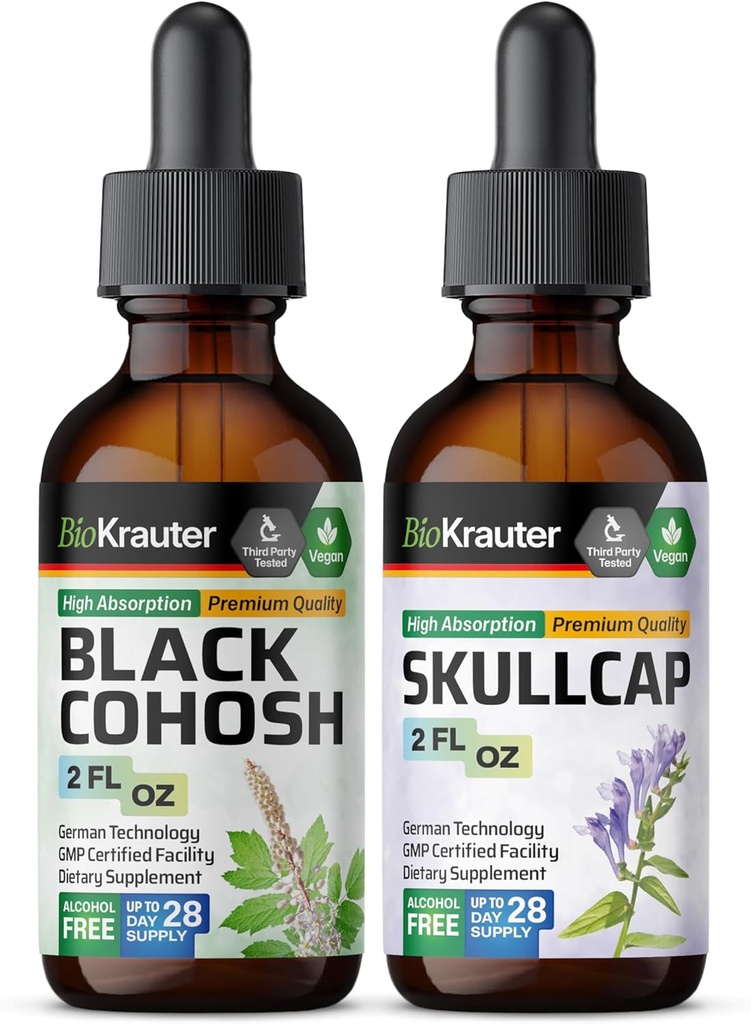 BIO KRAUTER Musta Cohosh Tincture 2 Fl. Oz. & Skullcap Tincture 2 Fl. Oz.