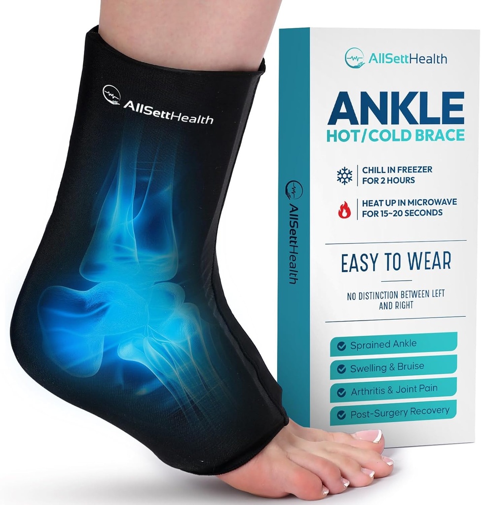 Nilkkajäätelöpakkaus turvotukseen - kuuma/kylmä terapiajääkääre jalkakipuun, kantapään kivunlievitykseen, plantar fasciitis, akilles tendonitis Relief, nyrjähtänyt nilkkapakkaus, pieni/ keskikokoinen