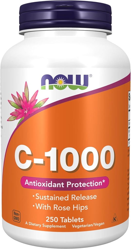 Nu livsmedel, C-1000, Nu livsmedel Vitamin C-1000 Sustained Release med Rose Hips, 250 tabletter