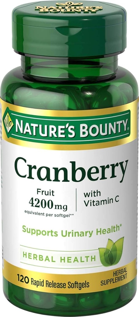 Nature's Bounty Cranberry Fruit 4200 mg, Plus C-vitamiini, 120Softgels...