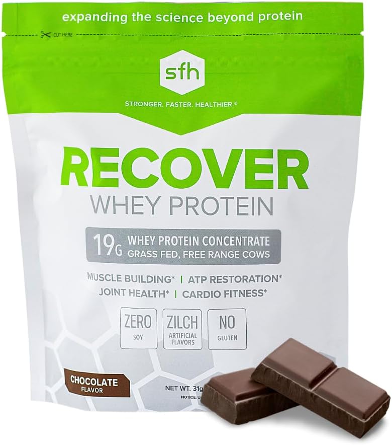SFH Recover Whey Protein Powder (Chocolate) Great Tasting Grass Fed Whey for Post Treout ... Kaikki Natural No Soy, Ei gluteenia, Ei RBST, Ei keinotekoisia makuja (20 tarjoilulaukku)