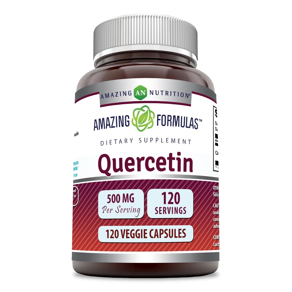 Amazing Formula Quercetin 500mg 120 Kasviskapselit täydentää - ei-GMO - Gluteeniton - Tukee yleistä terveyttä ja hyvinvointia