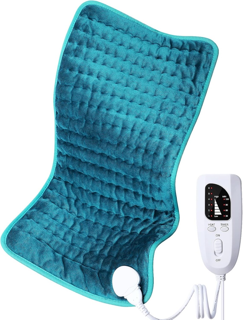 Electric Lämmitysalusta takaisin/Shoulder/Neck/Knee/Leg Pain Relief, 6 Nopea Lämmitysasetukset, Auto-Off, Kone Pestävä, Kostea kuiva lämpö vaihtoehtoja, Erittäin suuri 12"x24"
