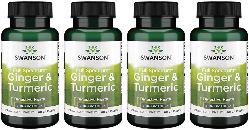 Swanson Full Spectrum Ginger & Gurkmeja 60 kapslar 4 Pack