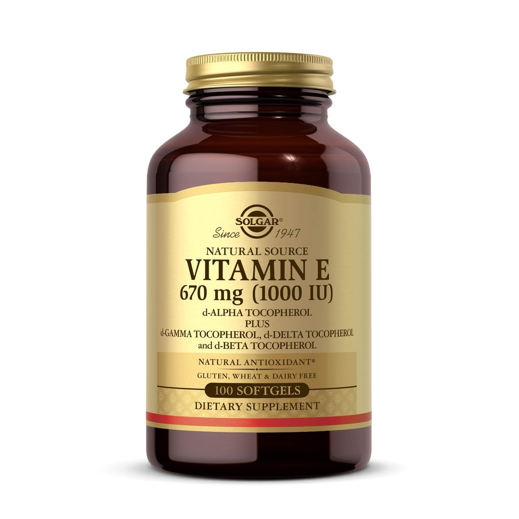 Solgar-vitamiini E 670 mg (1000 IU), 100 sekoitettua pehmogeeliä - luonnollinen antioksidantti, iho- ja immuunijärjestelmän tuki - luonnollisesti tuotettu E-vitamiini - Gluteeniton, maitotuotteeton - 100 tarjoilua