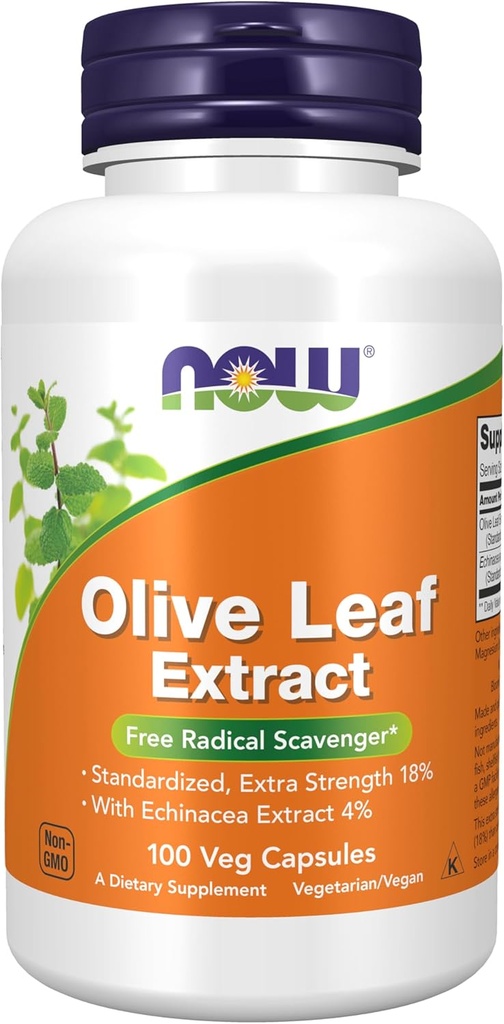 NYT elintarvikkeiden lisäravinteet, Olive Leaf Extract Echinacea uute 4%, extra vahvuus, vapaa radikaali Scavenger *, 100 Veg kapselit